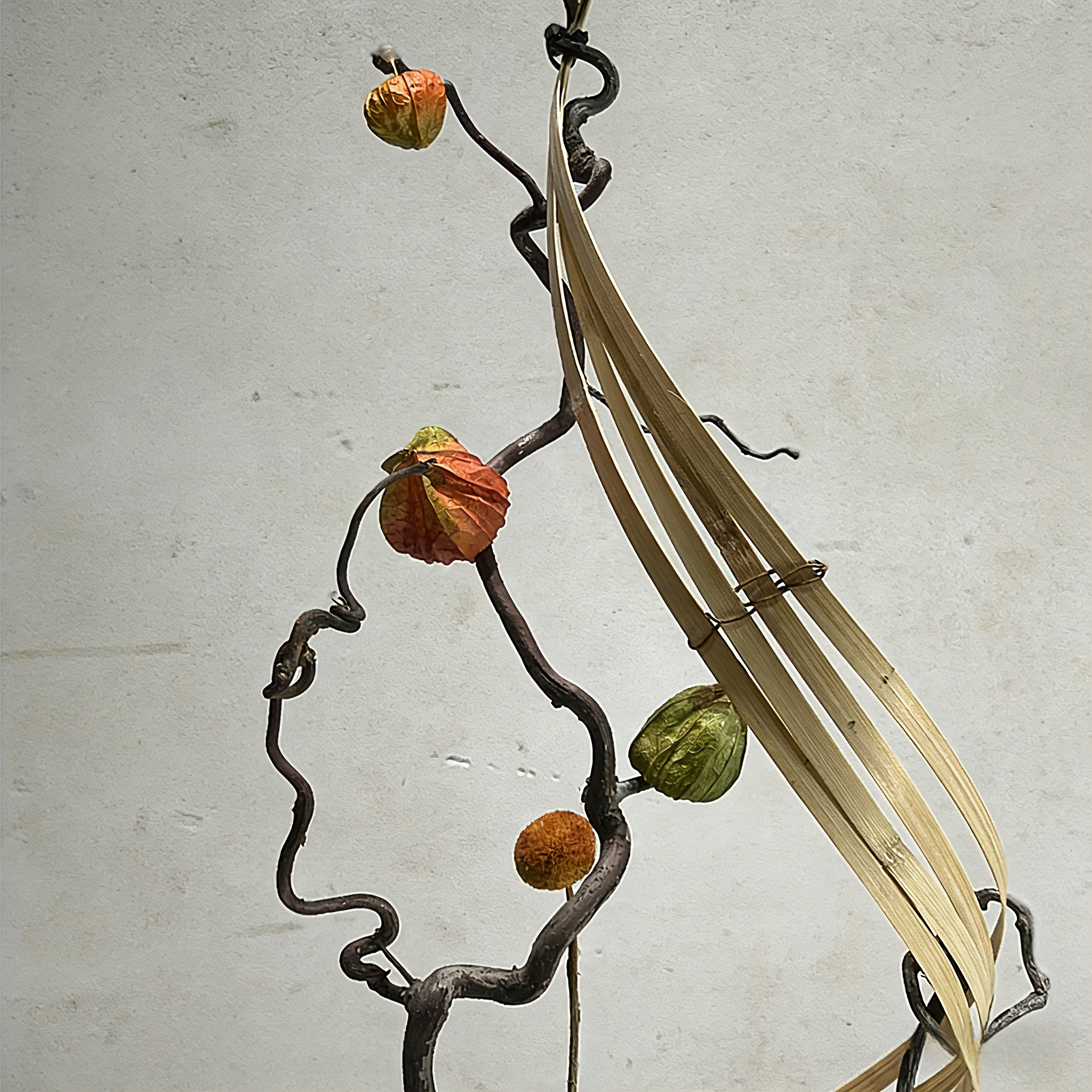 Handmade Preserved Moss With Artificial Floral, Natural Wood Arrangement In Ceramic Vase, Zen Decor for Home & Office. Indoor Plant Gift