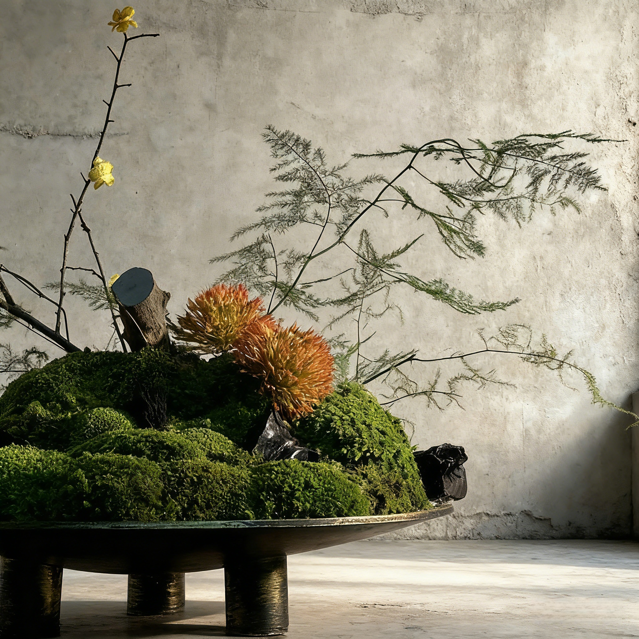 Exclusive Handmade Bonsai Art With Natural Branch, Come With Copper Base Vase